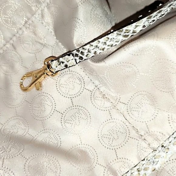 Authentic Michael Kors Beige Python Effect Leather/Suede Bedford Hobo - Picture 13 of 15